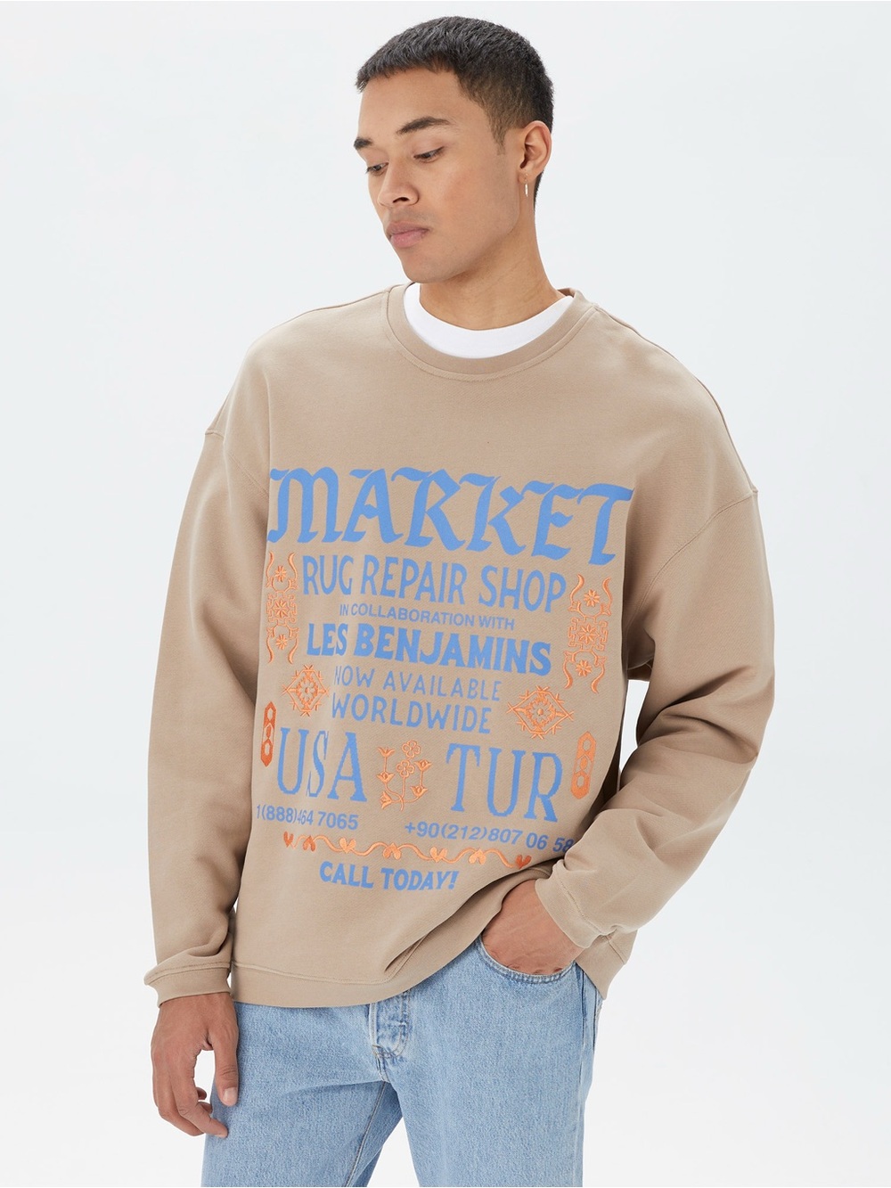 Market Studios x Les Benjamins Rug Repair Crewneck Cotton Sweater